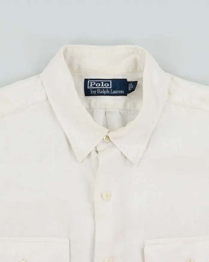 Vintage Y2K 00s Polo Ralph Lauren Ocean Wash Linen Patch Pocket Relaxed Fit Long Sleeve Shirt - L sold by Rokit product image thumbnail 5