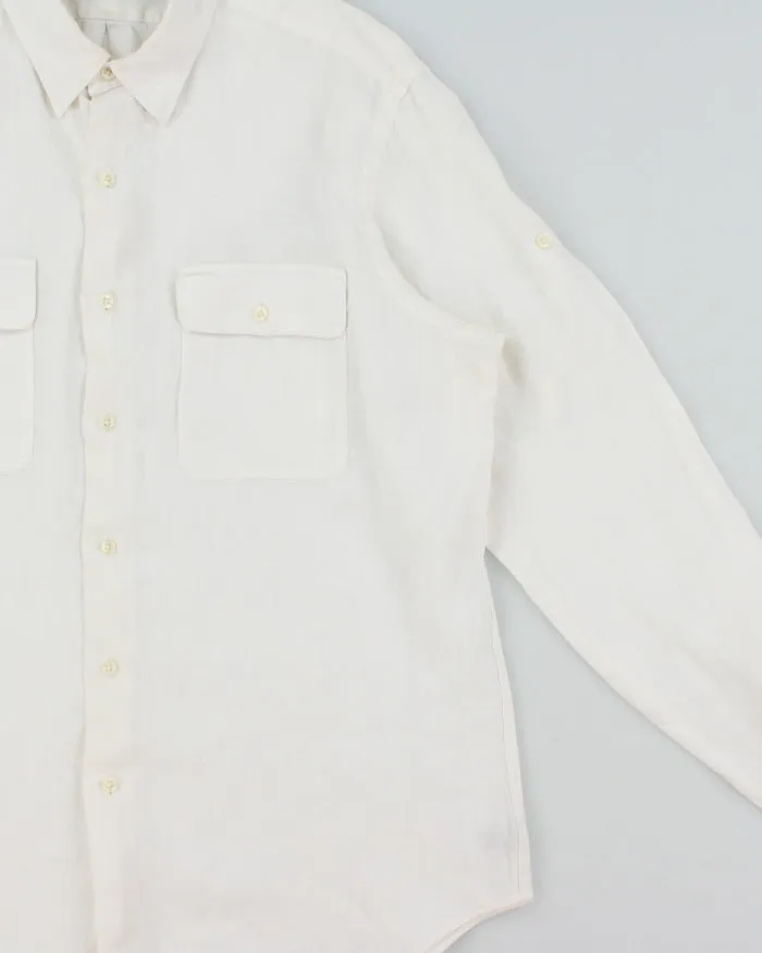 Vintage Y2K 00s Polo Ralph Lauren Ocean Wash Linen Patch Pocket Relaxed Fit Long Sleeve Shirt - L sold by Rokit product image thumbnail 3