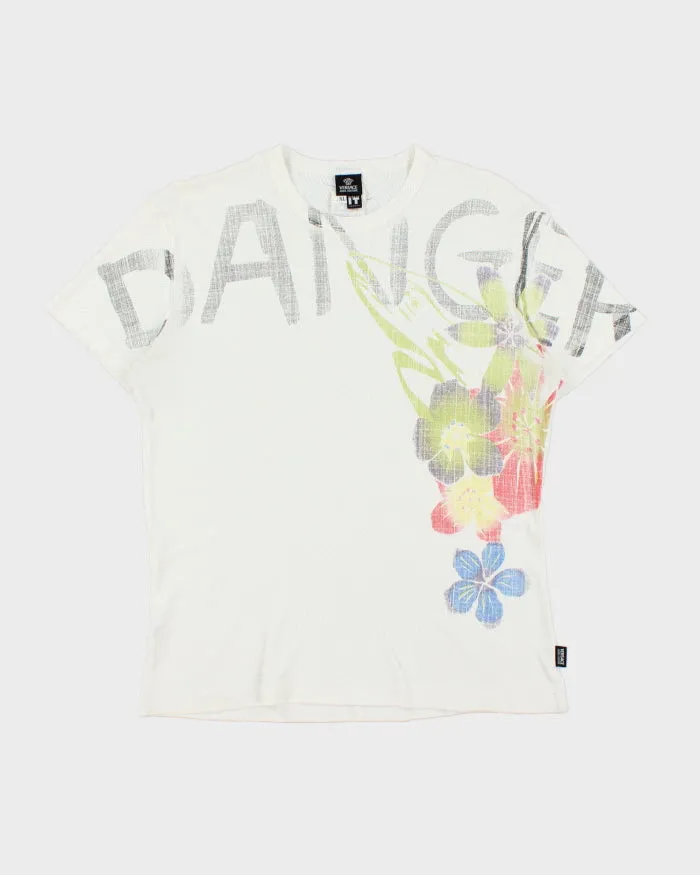 Vintage SS2004 Versace Jeans Couture Floral Danger Mesh Crewneck T-Shirt - M sold by Rokit