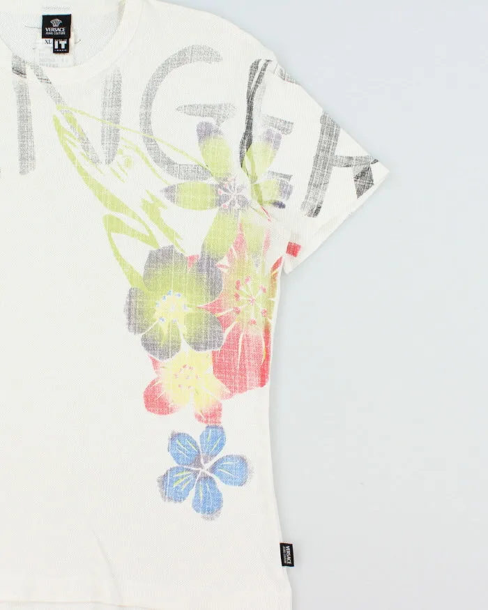 Vintage SS2004 Versace Jeans Couture Floral Danger Mesh Crewneck T-Shirt - M sold by Rokit product image thumbnail 3