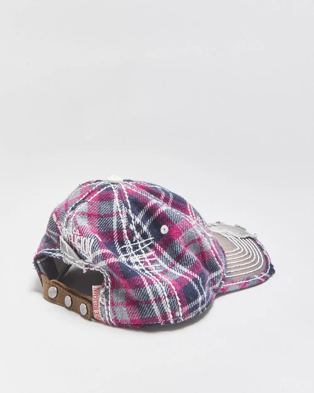 Vintage Y2K 00s True Religion Plaid Distressed Contrast Stitch Diamante Wool Blend Leather Strap Baseball Cap - OS sold by Rokit product image thumbnail 2