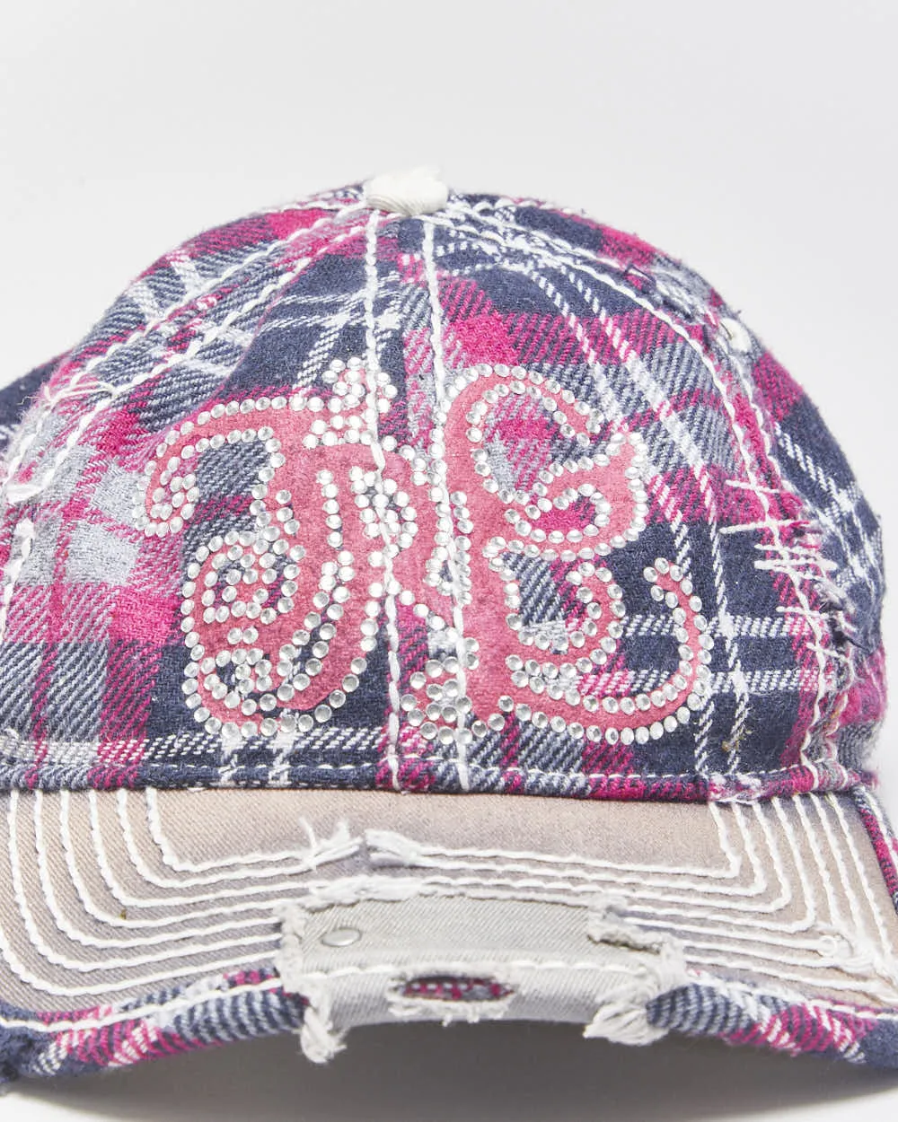 Vintage Y2K 00s True Religion Plaid Distressed Contrast Stitch Diamante Wool Blend Leather Strap Baseball Cap - OS sold by Rokit product image thumbnail 3