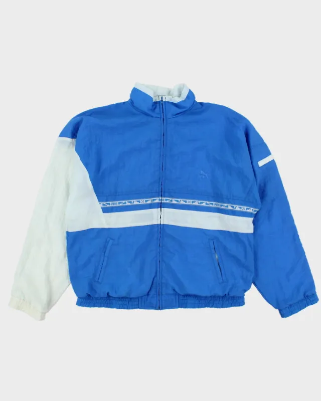 Vintage 1980s Puma Patterned Alberta Embroidered Shell Windbreaker Jacket - M made by Puma