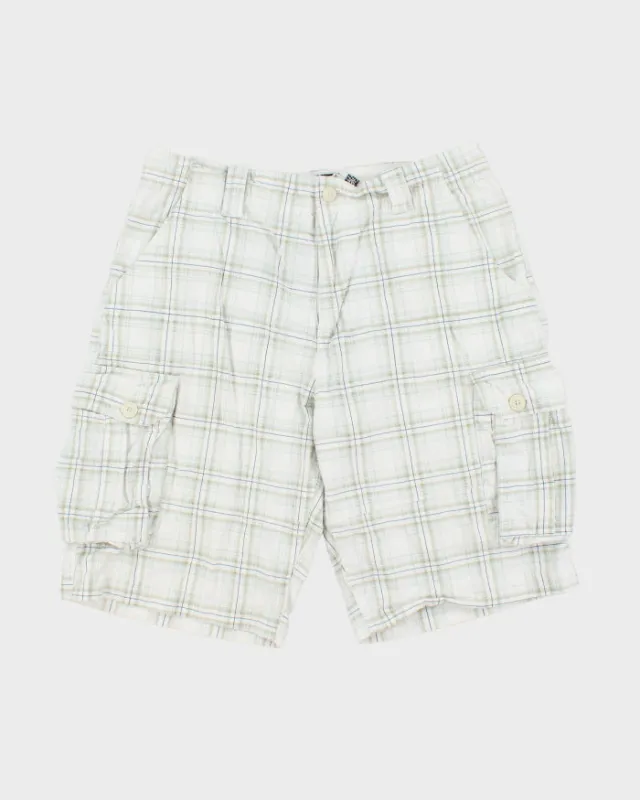 Vintage Y2K 00s Urban Heritage Plaid Canvas Relaxed Fit Wide Leg Cargo Shorts - W36 made by Rokit