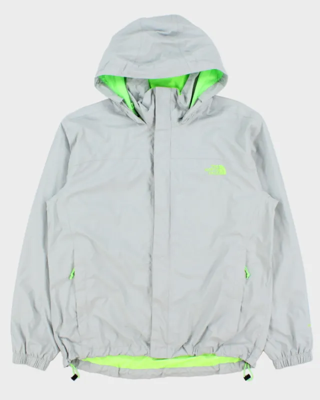 Vintage The North Face Grey/Volt Green Hyvent Shell Hooded Waterproof Jacket - M made by The North Face