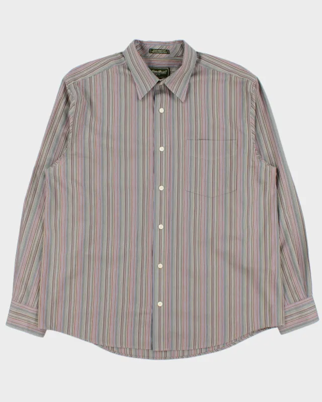 Vintage 2000s Eddie Bauer Multicoloured Striped Long Sleeve Shirt - L made by Eddie Bauer