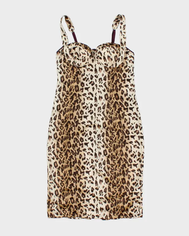 Vintage Y2k 2000s Costa Blanca Leopard Print Satin Bustier Dress - S made by Rokit
