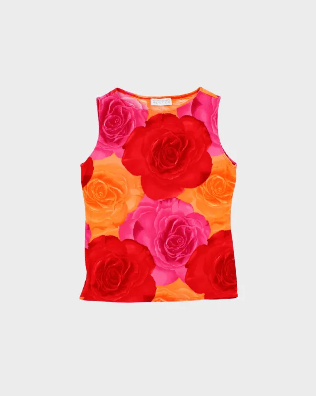 Vintage 1990s Fairweather Rose Print Slinky Boat neck Top - M made by Rokit