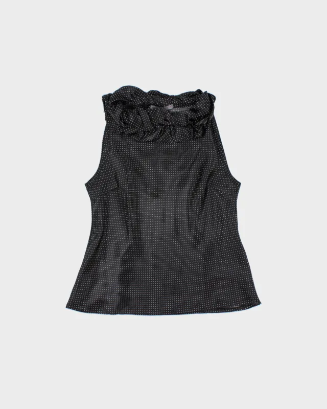 Vintage 1990s Phillip Monica Polka Dot Satin Gathered Neck Detail Top - M made by Rokit