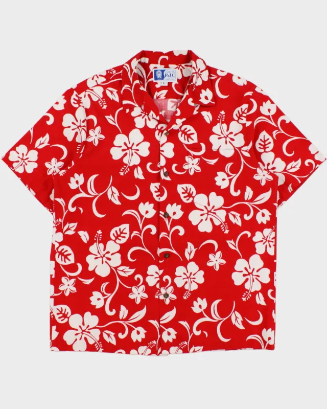 Vintage 1980s RJC Hibiscus Print Made In USA Hawaiian Shirt - L made by Rokit