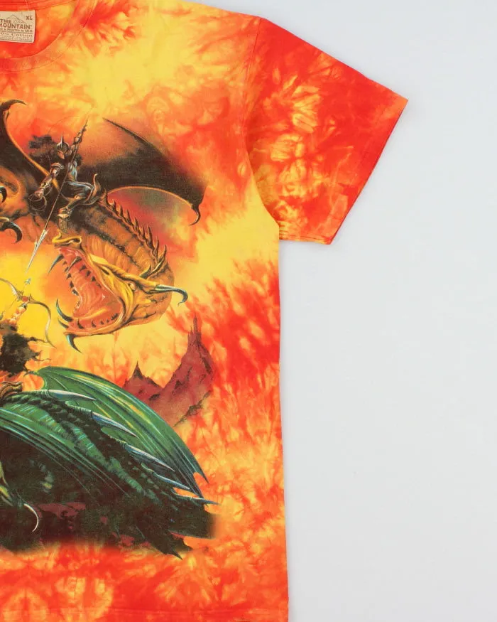 Vintage 2001 Y2K The Mountain Heavyweight Fantasy Dragon Meikle John Crewneck Tie-Dye Crewneck T-Shirt - XL sold by Rokit product image thumbnail 3