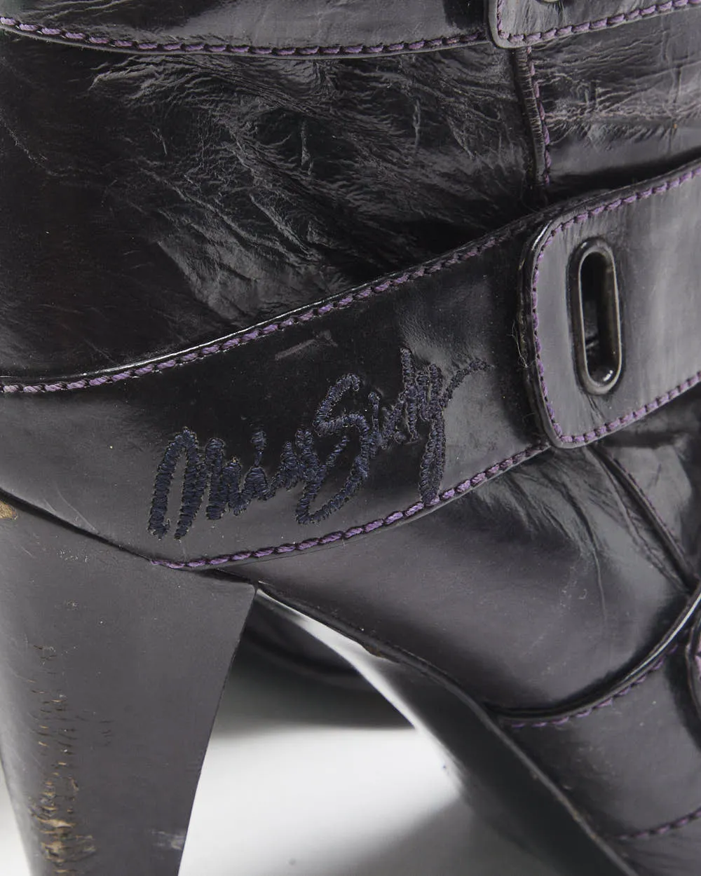 Vintage Y2K 2000s Miss Sixty Strappy Leather Heeled Ankle Boots - UK7 sold by Rokit product image thumbnail 5