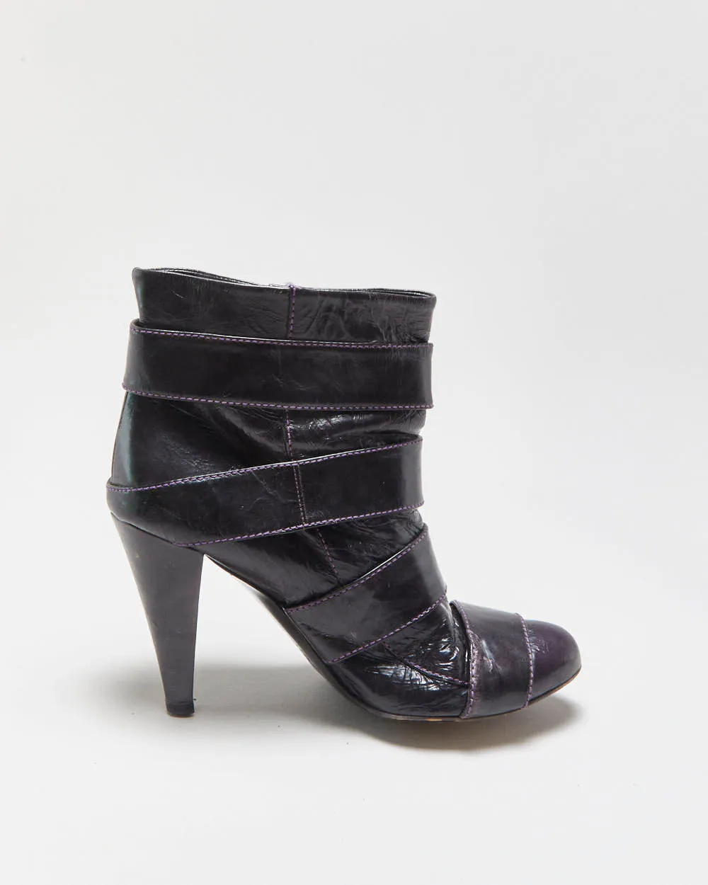 Vintage Y2K 2000s Miss Sixty Strappy Leather Heeled Ankle Boots - UK7 sold by Rokit product image thumbnail 2