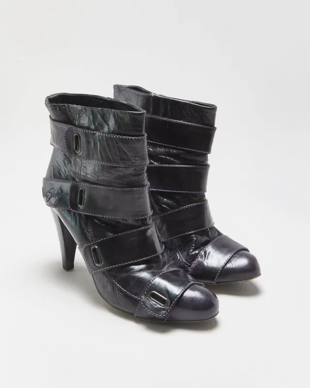 Vintage Y2K 2000s Miss Sixty Strappy Leather Heeled Ankle Boots - UK7 made by Rokit