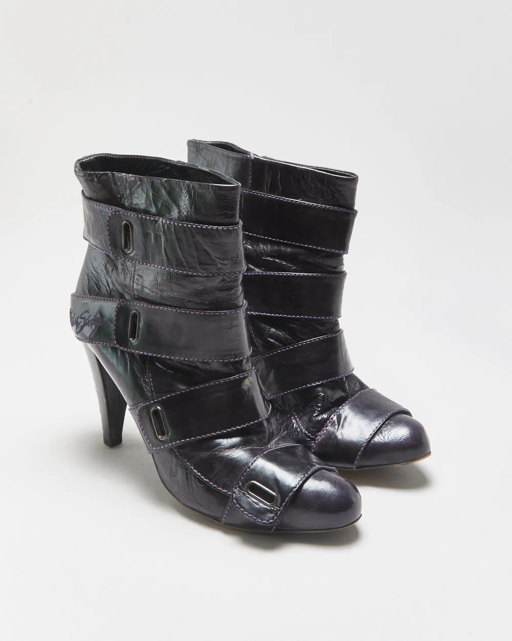Vintage Y2K 2000s Miss Sixty Strappy Leather Heeled Ankle Boots - UK7 sold by Rokit