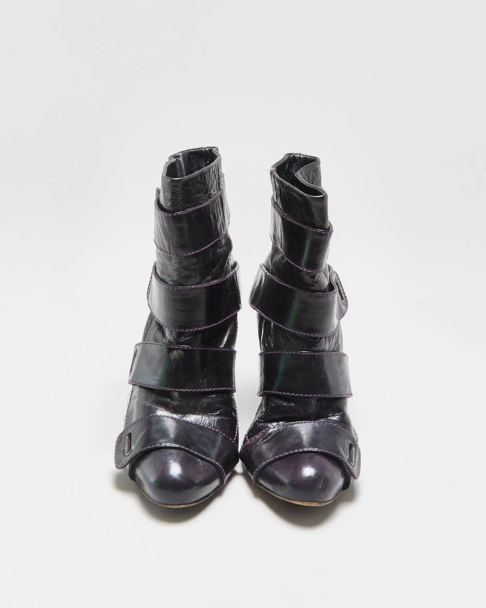 Vintage Y2K 2000s Miss Sixty Strappy Leather Heeled Ankle Boots - UK7 sold by Rokit product image thumbnail 3