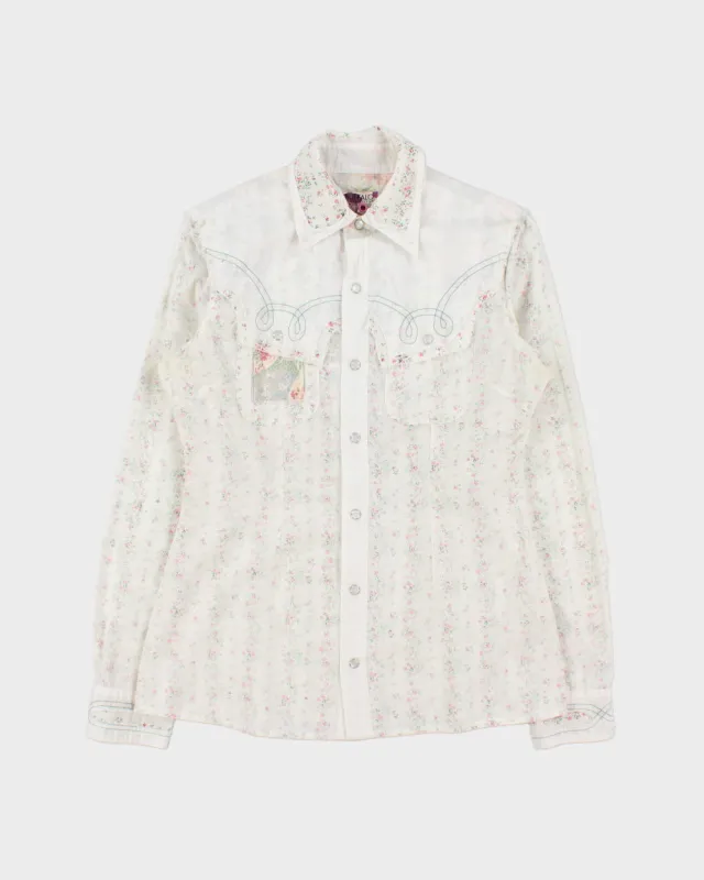 Vintage Y2K 00s Buffalo David Bitton Floral Women's Wild Rose Pearl Snap Button Long Sleeve Western Shirt - M made by Rokit