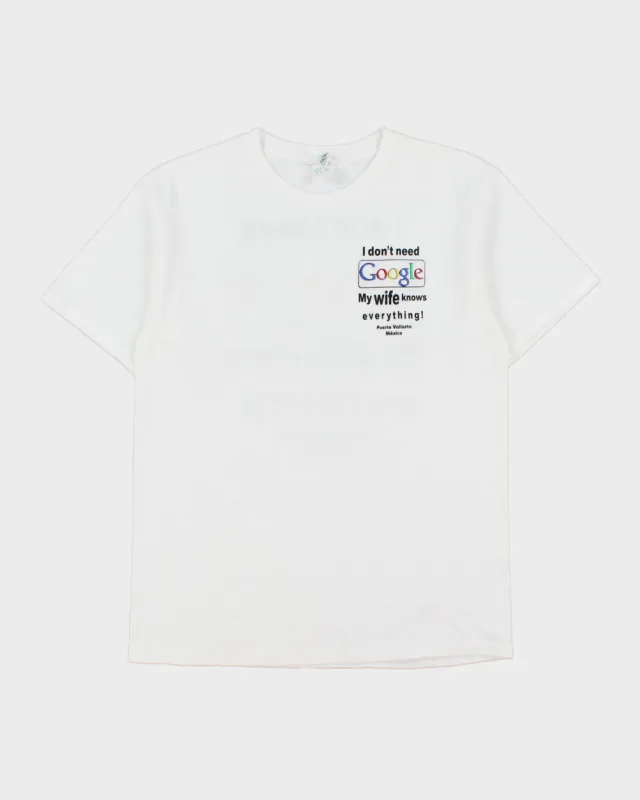 Vintage I Don't Need Google My Wife Knows Everything Heavyweight Crew Neck T-shirt - M made by Rokit