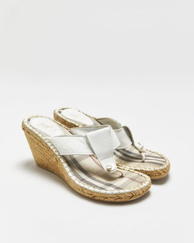 Vintage Y2K 2000s Burberry Espadrille Wedge Thong Sandals - UK5 made by Burberry
