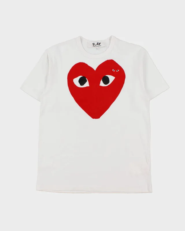 Comme Des Garçons PLAY Heavyweight Double Heart Embroidered Single Stitch Crewneck T-Shirt - L made by Comme des Garcons