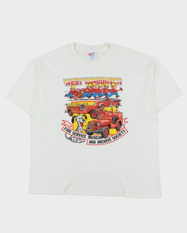 Vintage 1995 West Vancouver Fire Service Museum Heavyweight Hanes Single Stitch Made In USA Crewneck T-Shirt - XXL made by Rokit