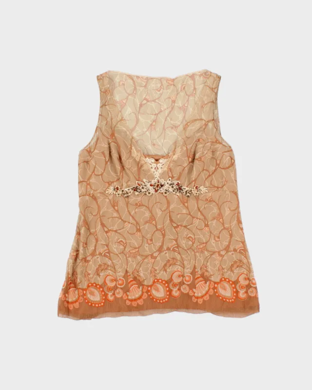 DSWT Y2K 2000s Elie Tahari Silk Beaded Silk Top - L made by Rokit