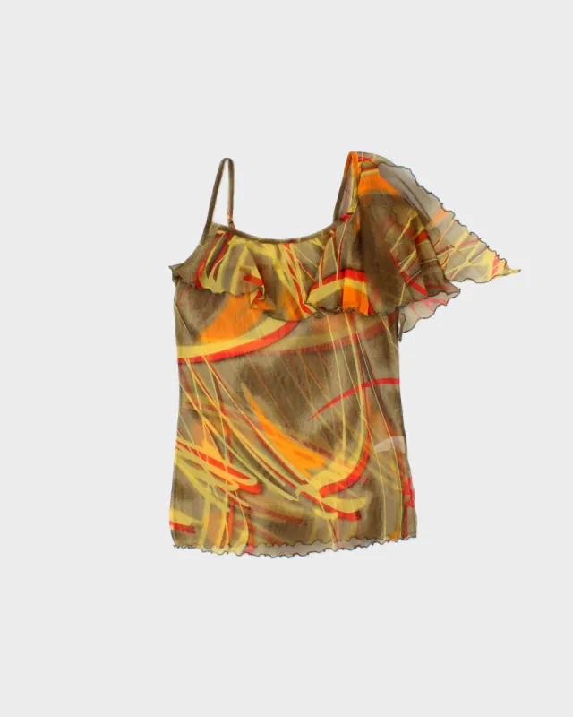 Vintage Y2k 2000s Xact Mesh Abstract Frill Detail Cami Top - S made by Rokit