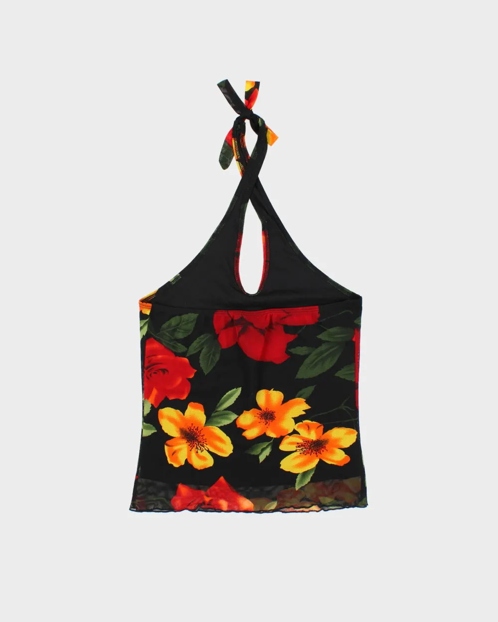 Vintage 1990s Seduction Floral Lined Mesh Key Hole halter Neck Top - S sold by Rokit product image thumbnail 2