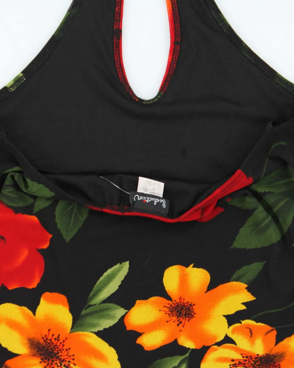 Vintage 1990s Seduction Floral Lined Mesh Key Hole halter Neck Top - S sold by Rokit product image thumbnail 5