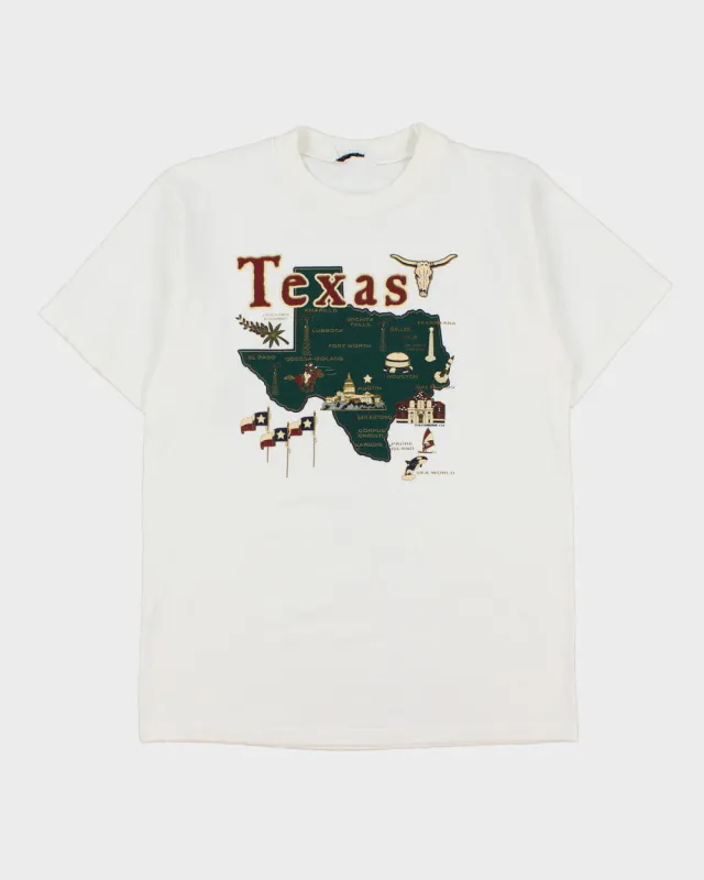 Vintage 1990s Texas State Ultra Heavyweight Map Graphic Crewneck T-Shirt - M made by Rokit