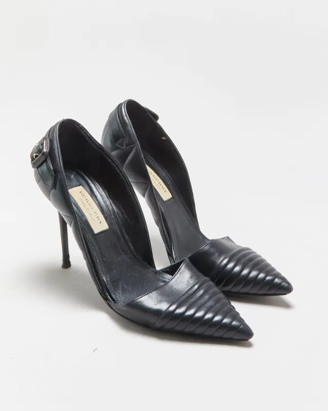 Burberry Amalia Quilted Leather Pointed Toe Buckle Detail Heels - UK5 made by Burberry