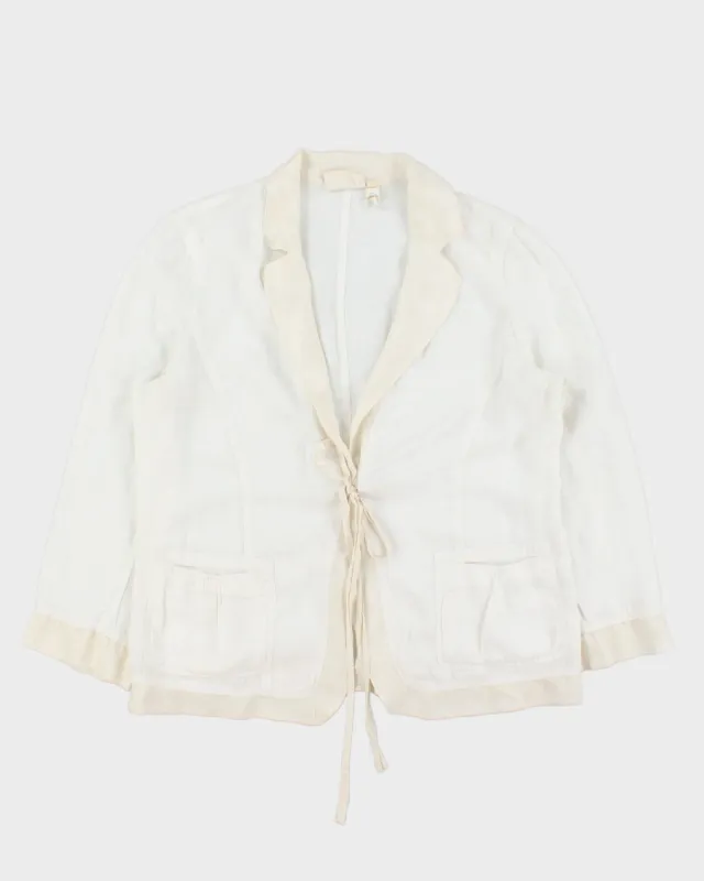 Vintage Y2K 2000s Pure DKNY Silk Trim Linen Jacket - L made by DKNY