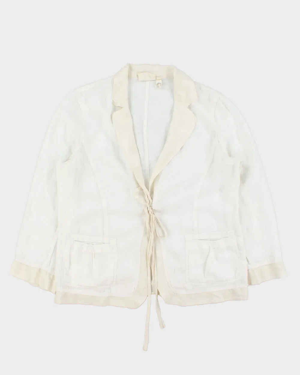 Vintage Y2K 2000s Pure DKNY Silk Trim Linen Jacket - L sold by Rokit