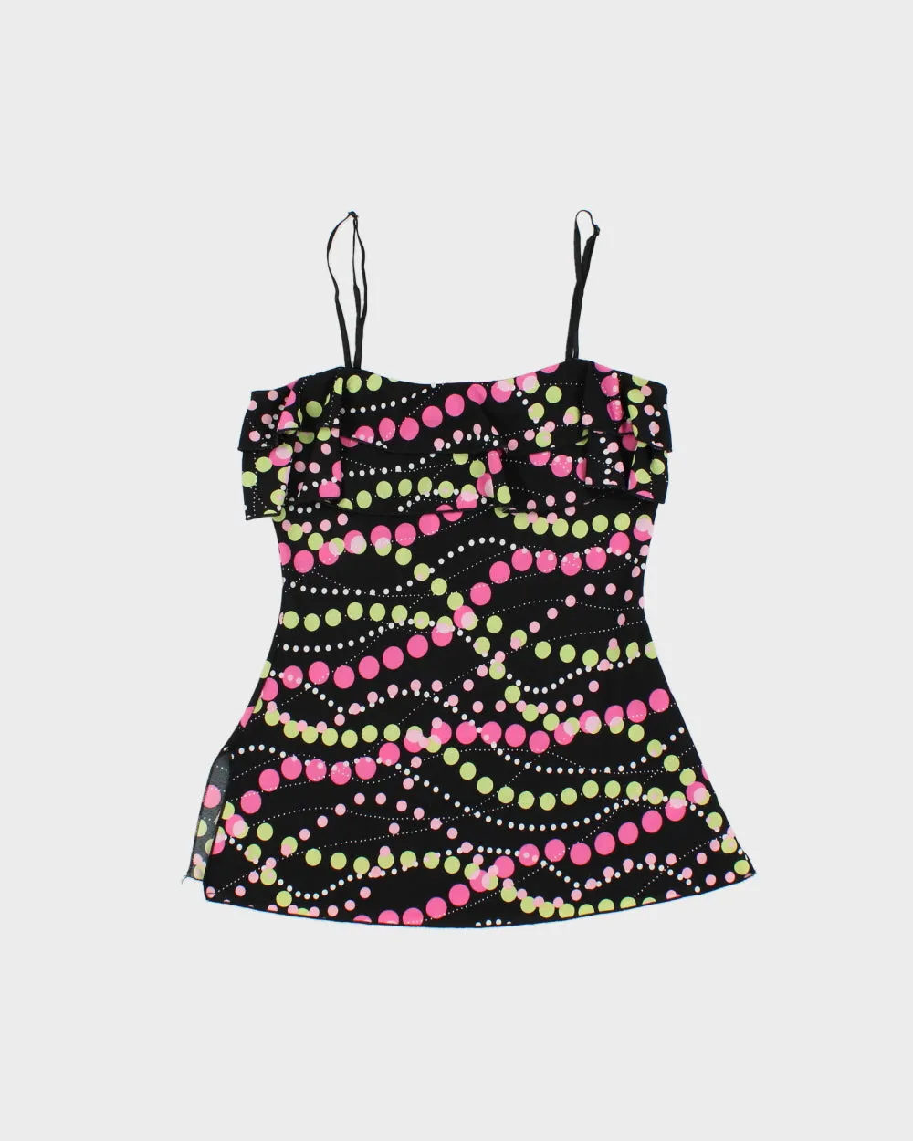 Vintage Y2K 2000s Moa Moa Spotty Ruffle Cami Top - M sold by Rokit