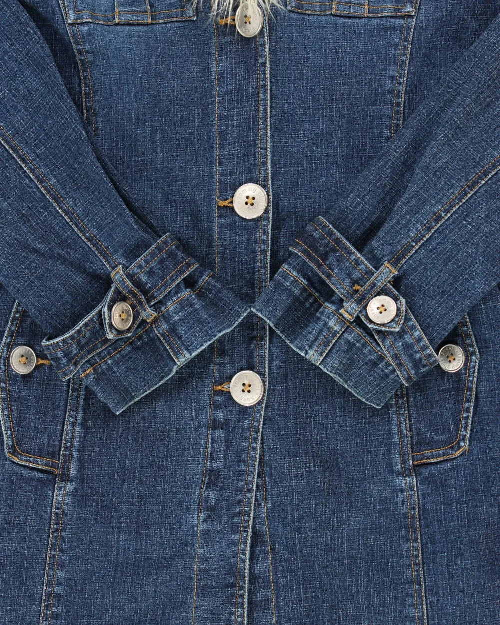 Vintage Y2K 00s Tommy Hilfiger Women's Afghan Belted Long Denim Jacket - S sold by Rokit product image thumbnail 4