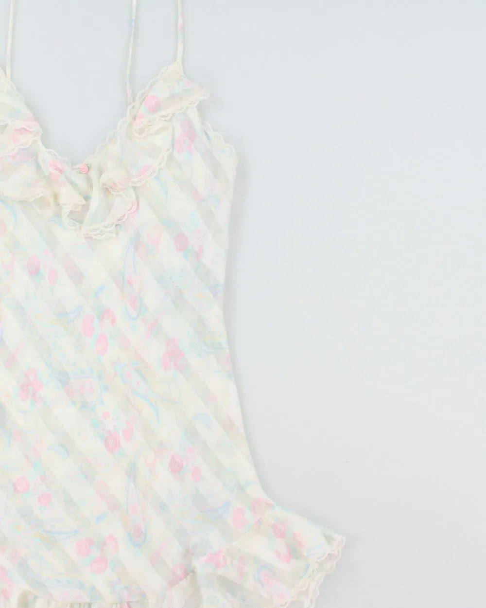 Vintage 1980s Silk & Satin Sheer Paisley Pattern Slip Dress -M sold by Rokit product image thumbnail 3