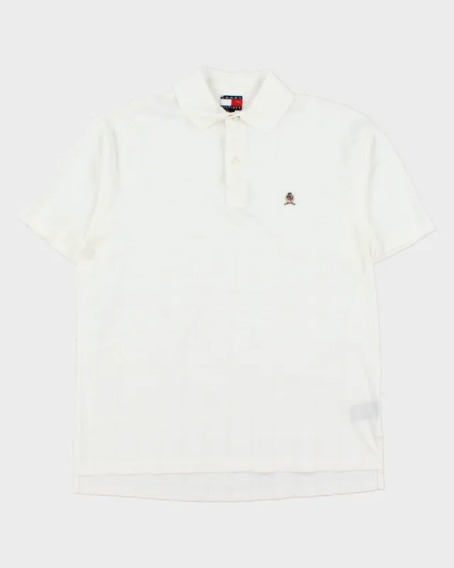 Vintage Y2K 00s Tommy Hilfiger Stitch Check Short Sleeve Crest Polo-Shirt - M made by Tommy Hilfiger