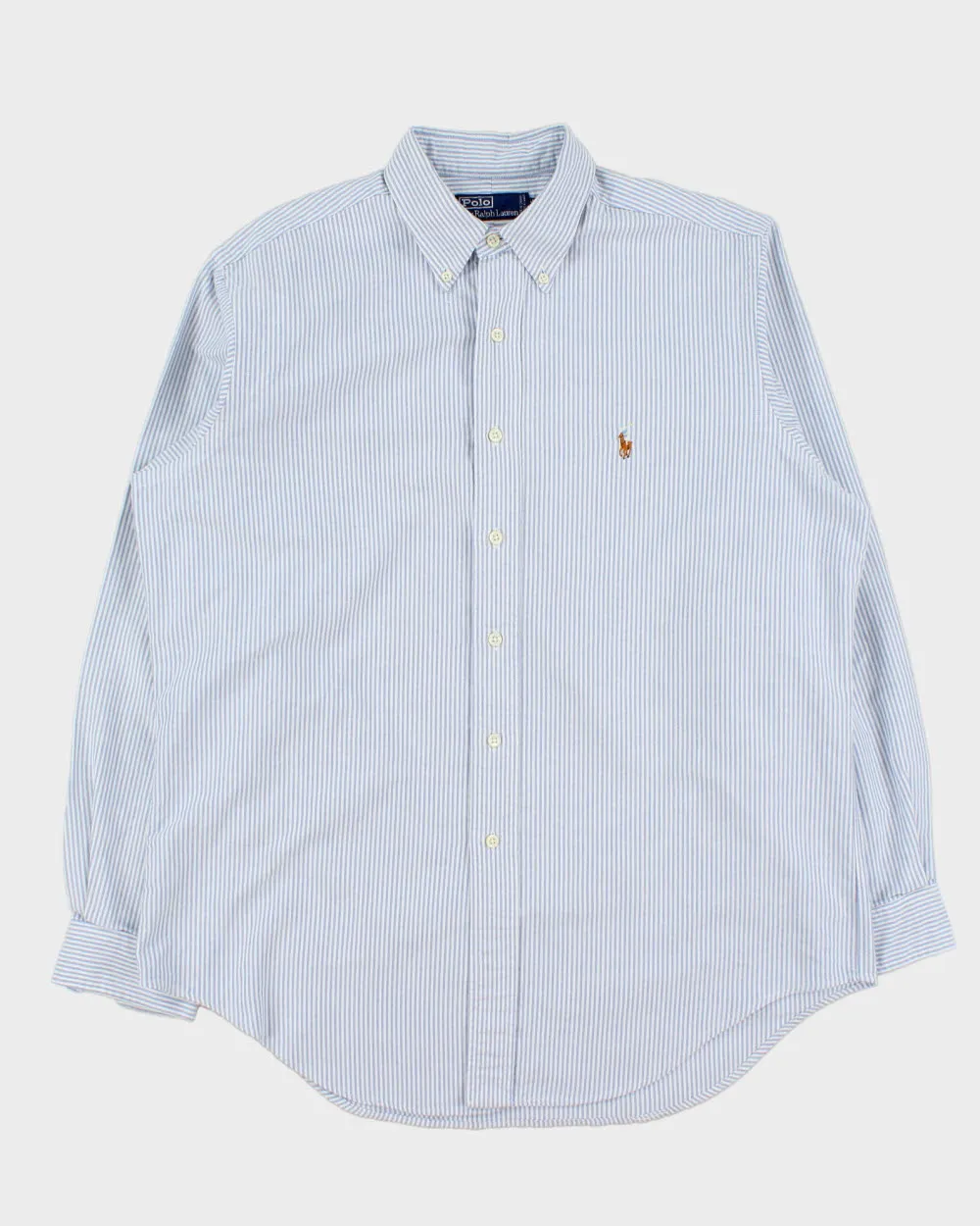 Vintage 1990s Polo Ralph Lauren Striped Made In Canada Long Sleeve Oxford Shirt - L sold by Rokit