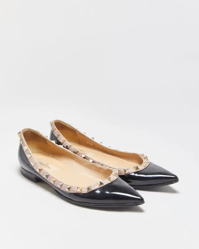 Valentino Garavani Rockstud Patent Leather Ballet Flats - UK2 made by Valentino