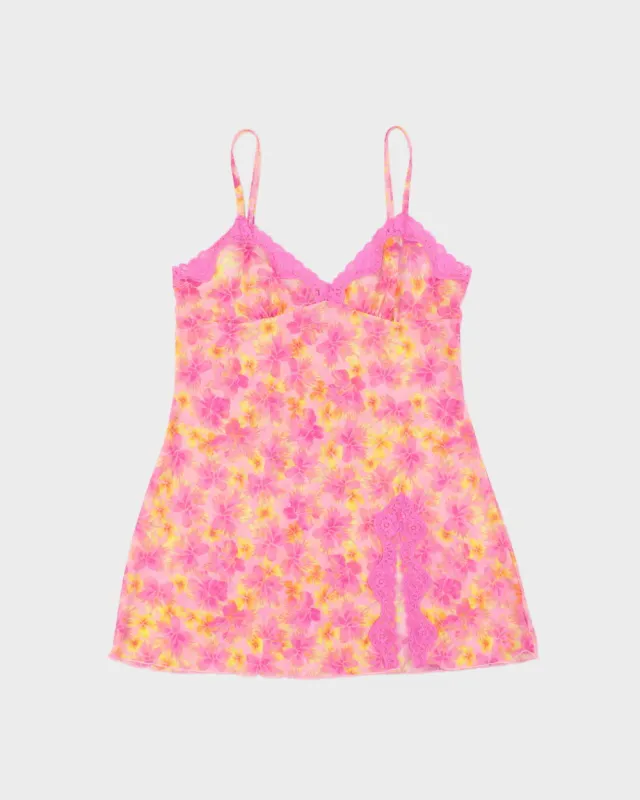 Vintage Y2k 2000s La Senza Floral Mesh Slip Dress - M made by Rokit