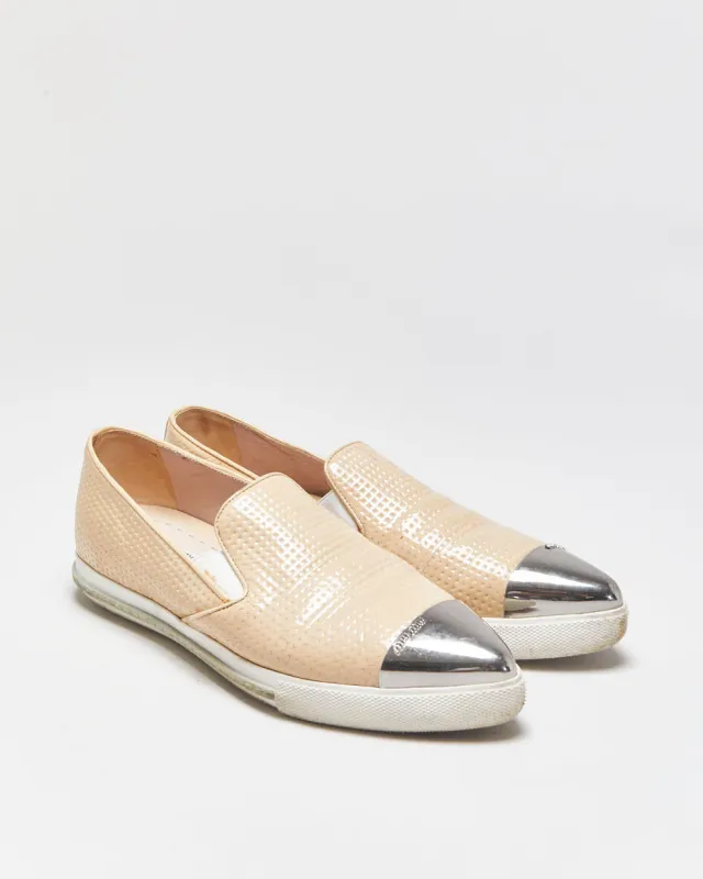 Miu Miu Toe-cap Textured Patent Leather Loafer Slip-on Trainers - UK6 made by Miu Miu