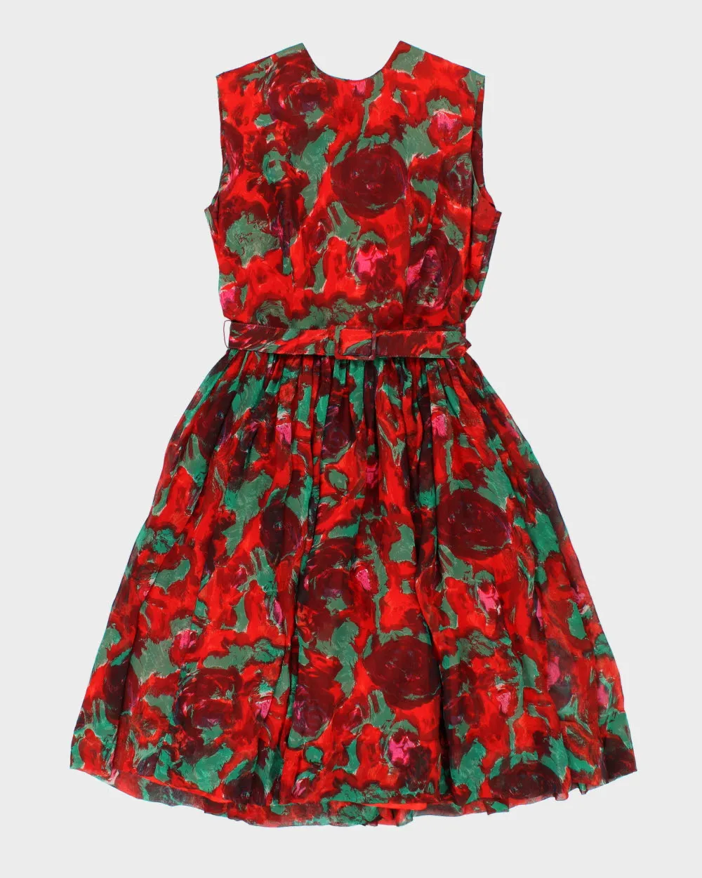 Vintage 1960s Cherida By Irvin Nadler Floral Belted Dress - M sold by Rokit