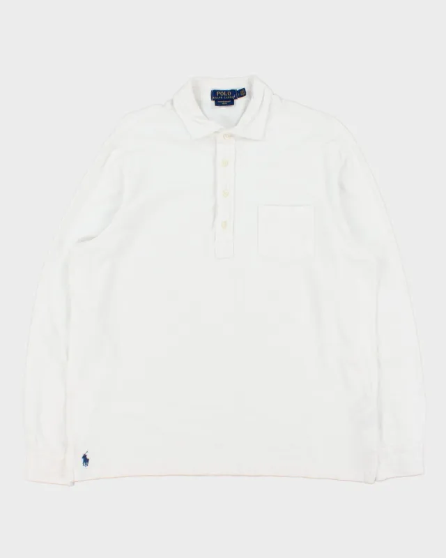 Vintage Polo Ralph Lauren Featherweight Mesh Long Sleeve Button Cuff Pocket Polo Shirt - L made by Ralph Lauren