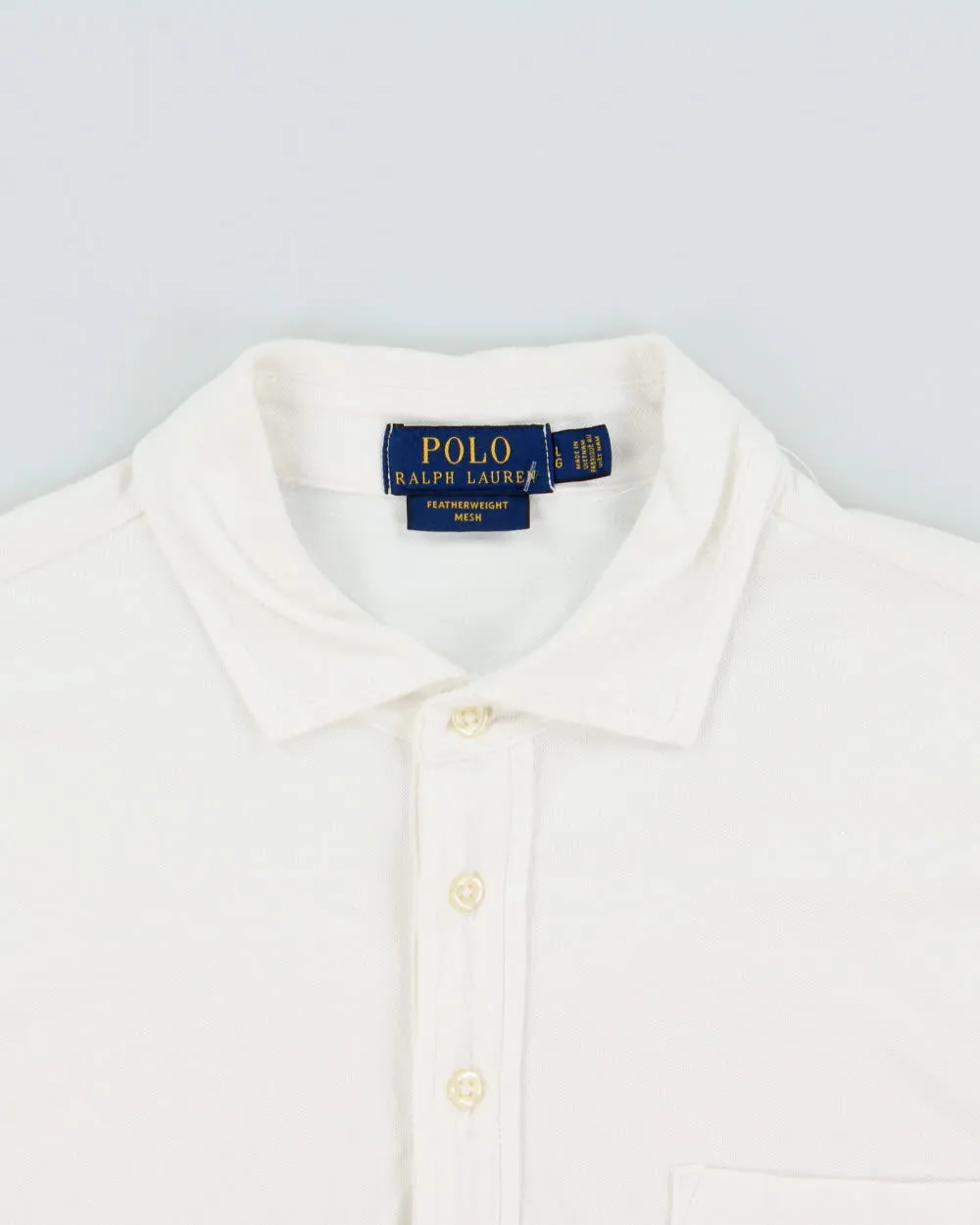 Vintage Polo Ralph Lauren Featherweight Mesh Long Sleeve Button Cuff Pocket Polo Shirt - L sold by Rokit product image thumbnail 3