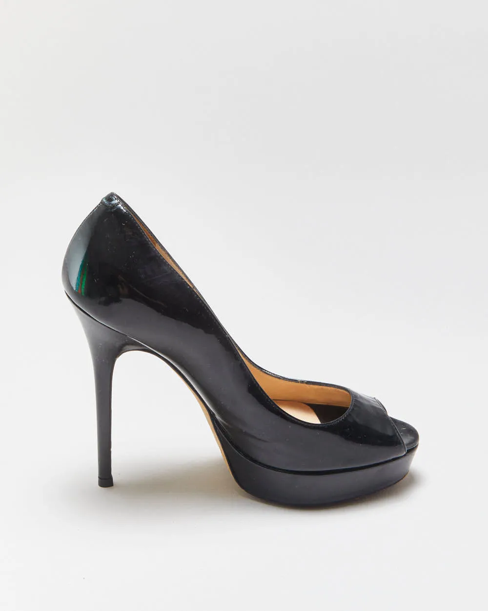 Jimmy Choo Patent Leather Platform Peep Toe Heels - UK4 sold by Rokit product image thumbnail 2