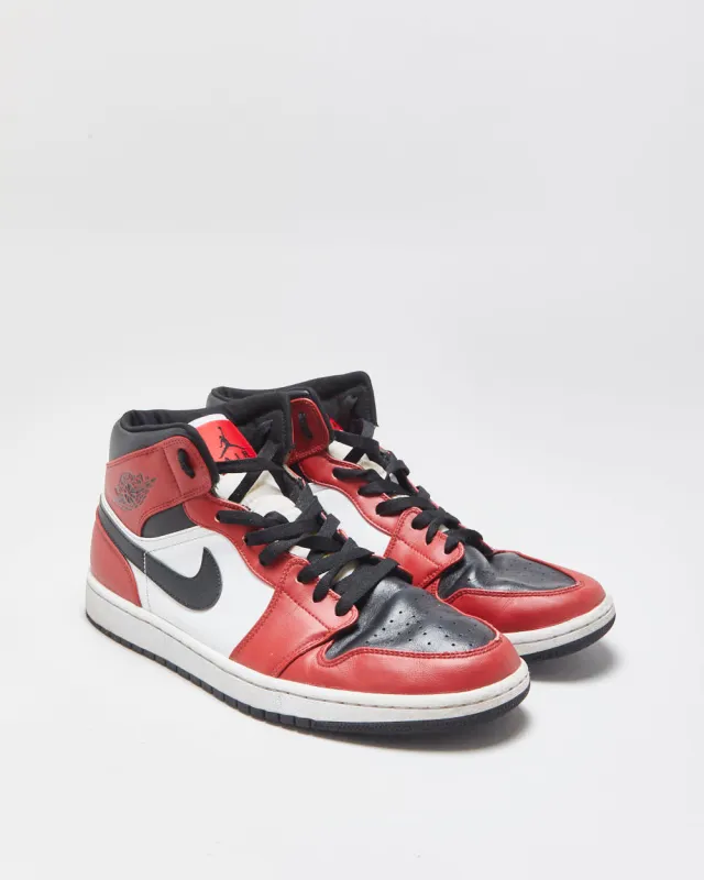 2019 Nike Air Jordan 1 Mid Chicago Gym Red/White/Black Toe Calfskin Leather Trainers - UK10 made by Jordan