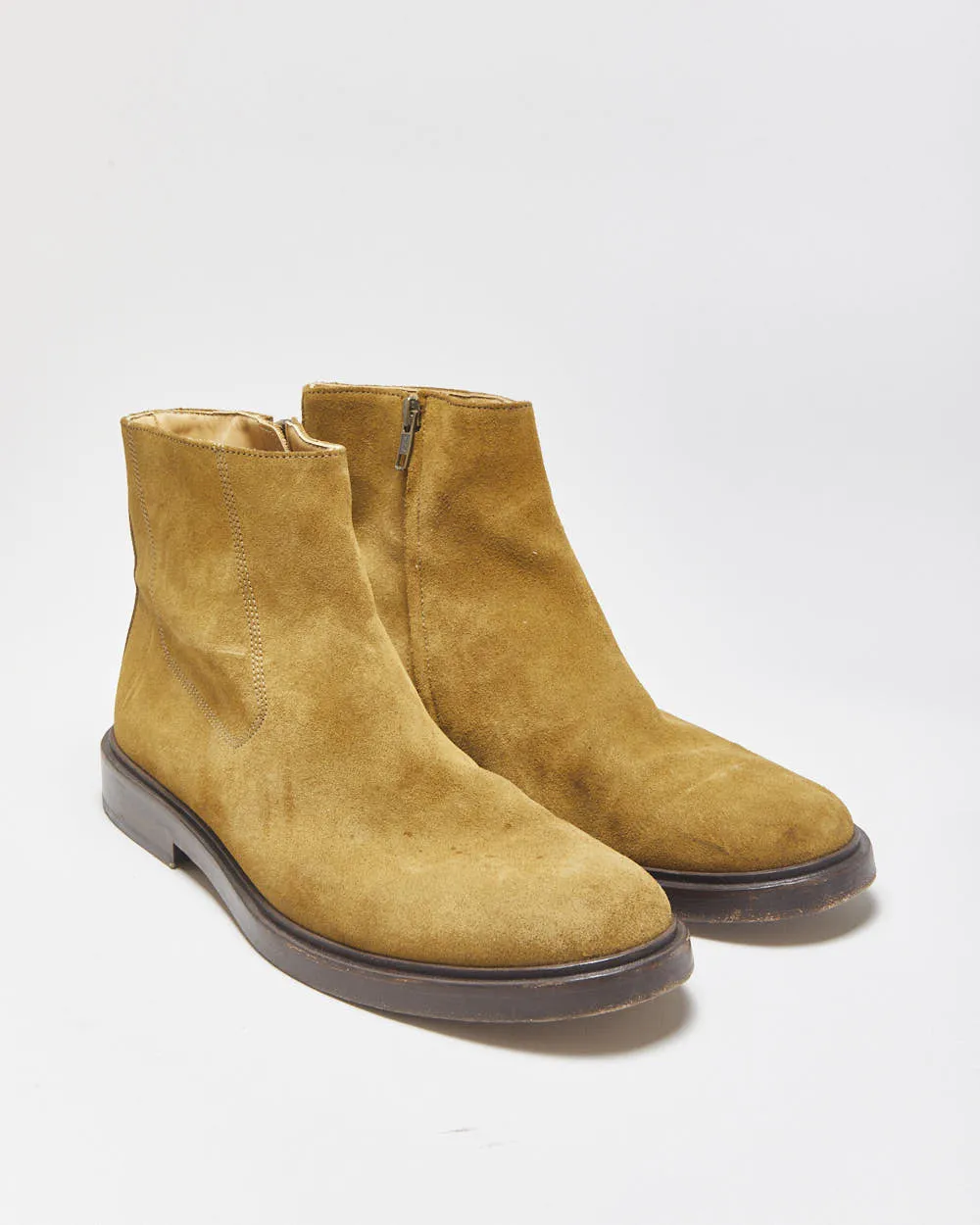 A.P.C Rue Madame Paris Buffalo Tan Suede Zipped Ankle Boots - UK8 sold by Rokit