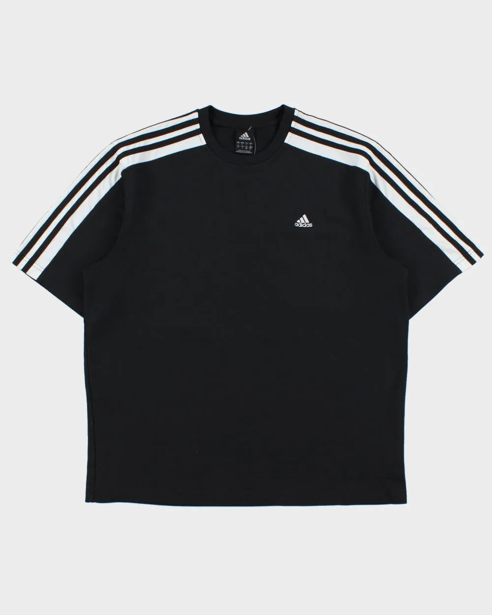 Vintage Y2K 00s Adidas Heavyweight Embroidered 3-Stripe Crewneck Active T-Shirt - L sold by Rokit