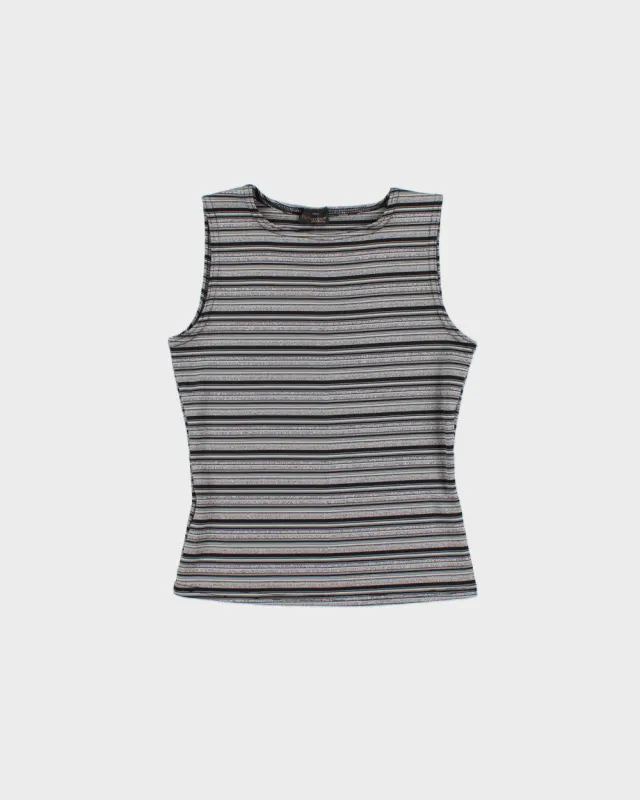 Vintage Y2K 2000s Pariscope Boat Neck Glitter Stripe Top - M made by Rokit