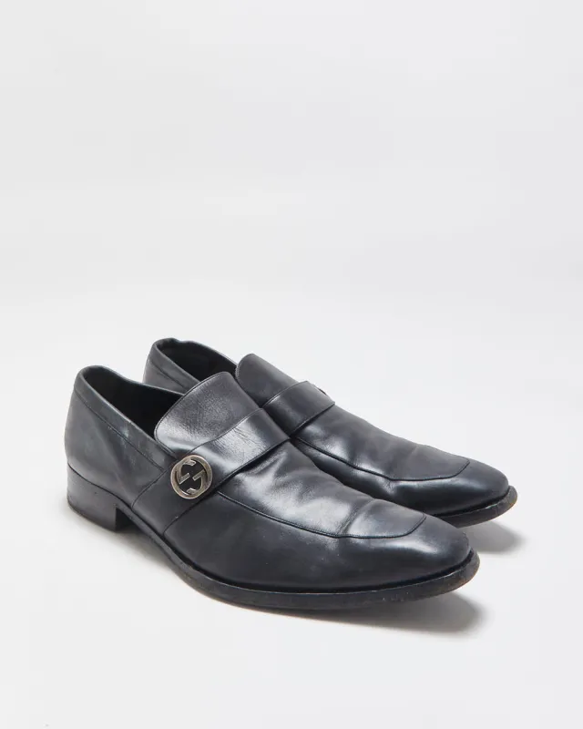 Vintage Y2K 00s Gucci Tom Ford Black Leather Pointed Toe GG Loafers - UK12 made by Gucci